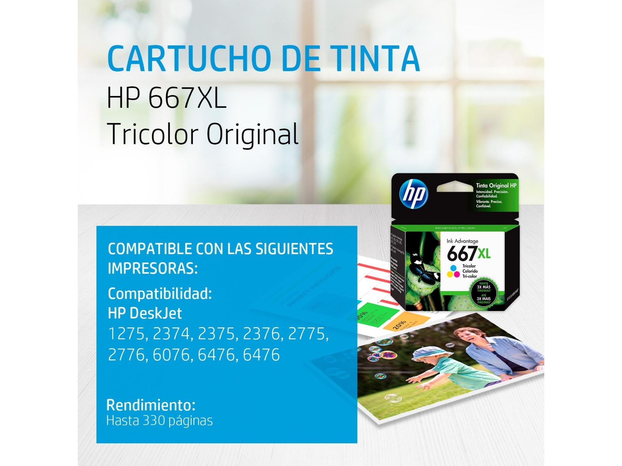 CARTUCHO DE TINTA HP 667XL TRICOLOR (3YM80AL) 1275/2374/2375/2376/2775/2776